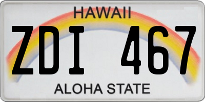 HI license plate ZDI467