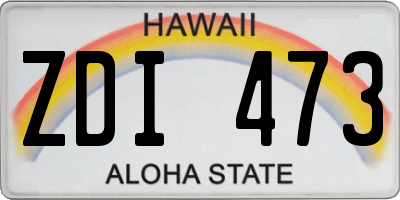 HI license plate ZDI473