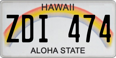 HI license plate ZDI474