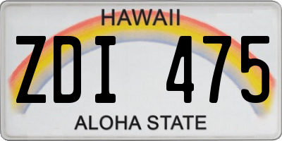 HI license plate ZDI475