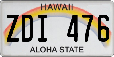 HI license plate ZDI476