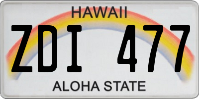 HI license plate ZDI477