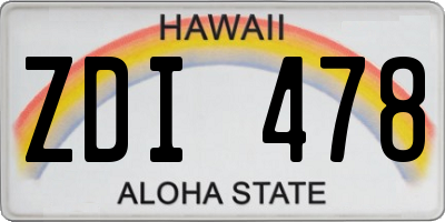 HI license plate ZDI478