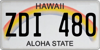 HI license plate ZDI480