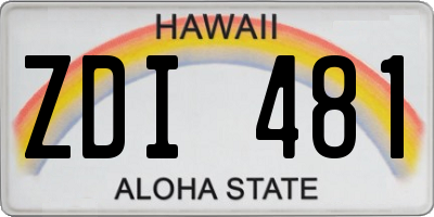 HI license plate ZDI481