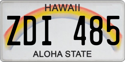 HI license plate ZDI485
