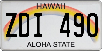 HI license plate ZDI490