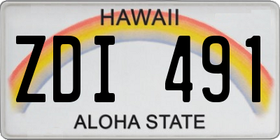 HI license plate ZDI491