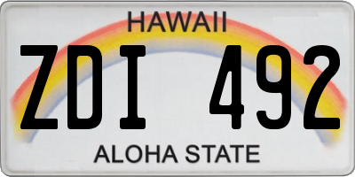 HI license plate ZDI492