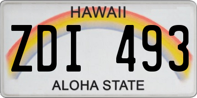 HI license plate ZDI493