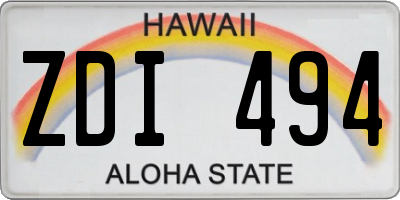 HI license plate ZDI494