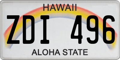 HI license plate ZDI496