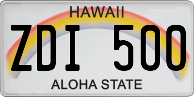 HI license plate ZDI500