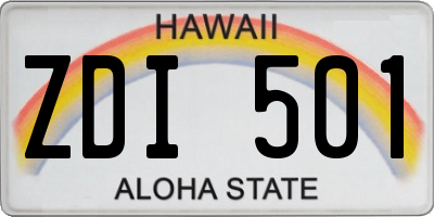 HI license plate ZDI501
