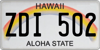 HI license plate ZDI502