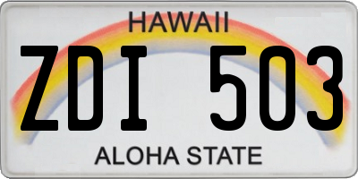 HI license plate ZDI503