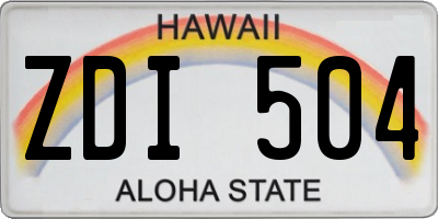 HI license plate ZDI504