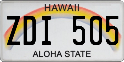 HI license plate ZDI505