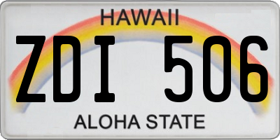 HI license plate ZDI506