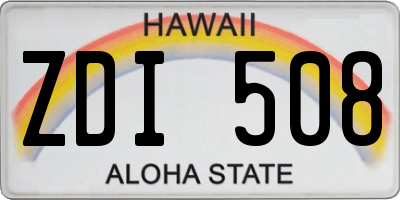HI license plate ZDI508