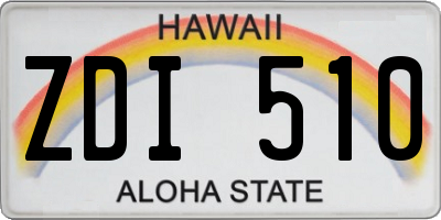 HI license plate ZDI510