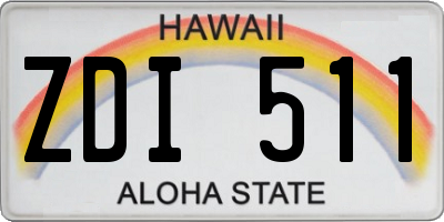 HI license plate ZDI511