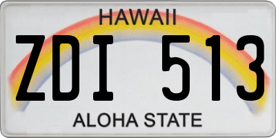 HI license plate ZDI513