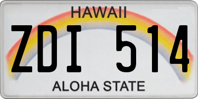 HI license plate ZDI514