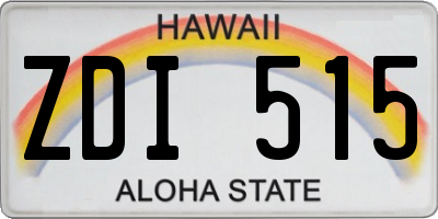 HI license plate ZDI515