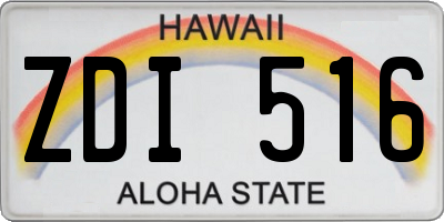 HI license plate ZDI516