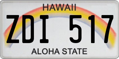 HI license plate ZDI517