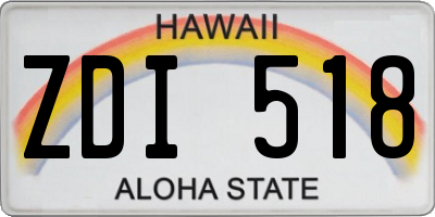 HI license plate ZDI518