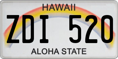 HI license plate ZDI520
