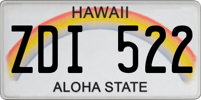HI license plate ZDI522
