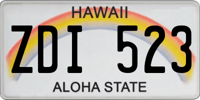 HI license plate ZDI523