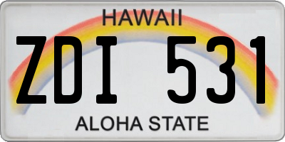 HI license plate ZDI531