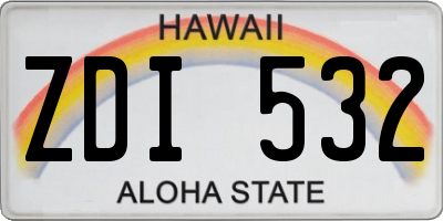 HI license plate ZDI532