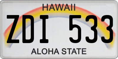 HI license plate ZDI533