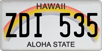 HI license plate ZDI535