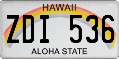 HI license plate ZDI536