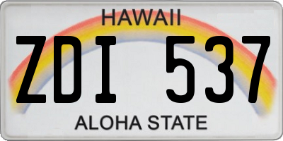 HI license plate ZDI537