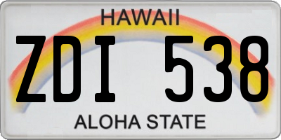 HI license plate ZDI538