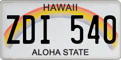 HI license plate ZDI540