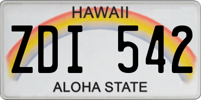 HI license plate ZDI542
