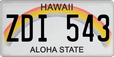 HI license plate ZDI543