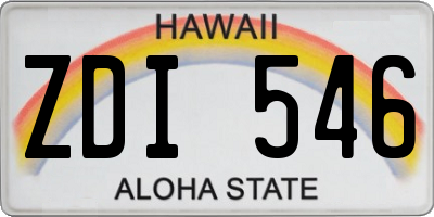 HI license plate ZDI546