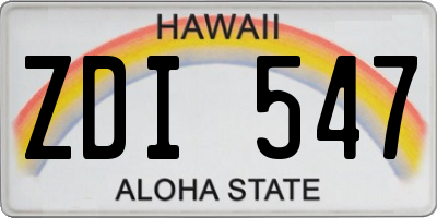 HI license plate ZDI547