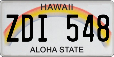 HI license plate ZDI548