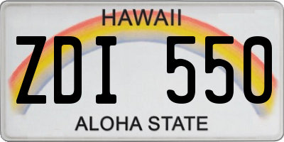 HI license plate ZDI550
