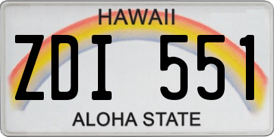 HI license plate ZDI551